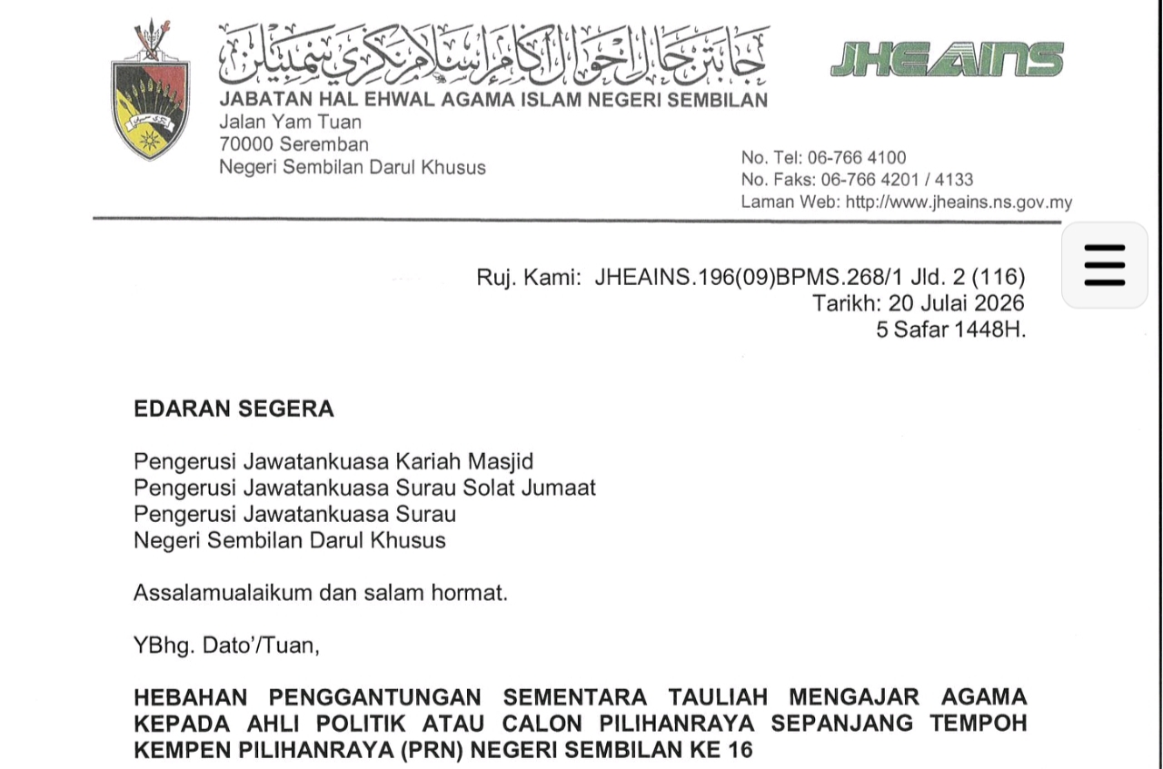 Tauliah mengajar agama ahli politik, calon digantung sepanjang PRN